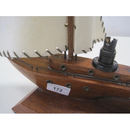 172 - 1930s boat table lamp with original sails.
Please note lamp will need rewiring