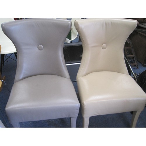 11 - A set of 6 Kelly Hoppen leather upholstered dining chairs in very good order x2 creamy beige and oth... 