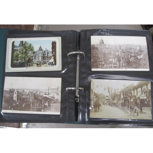 70 - A collection of about one hundred and seventy postcards contained in a brown photograph album and a ... 