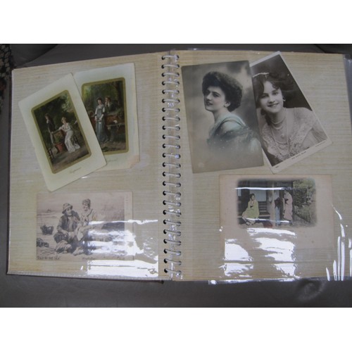 70 - A collection of about one hundred and seventy postcards contained in a brown photograph album and a ... 