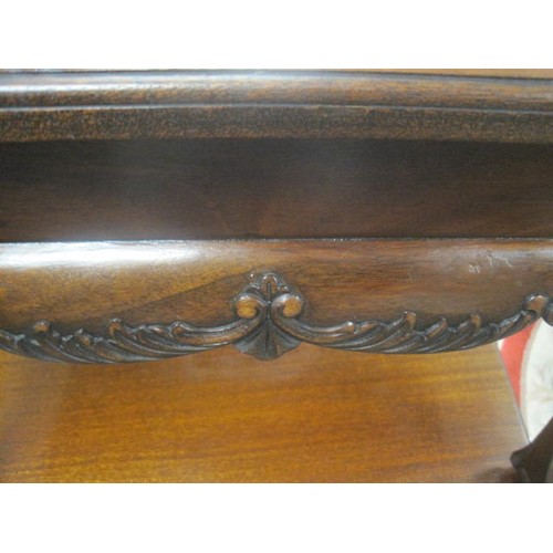 211 - Pair of mahogany coffee tables, rectangular tops, on carved cabriole legs with ball and claw feet. H... 