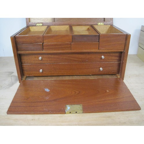 190 - A collector's chest and two storage boxes -the plywood and veneer collector's chest with hinged lid ... 