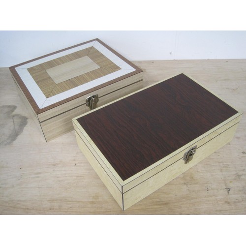 190 - A collector's chest and two storage boxes -the plywood and veneer collector's chest with hinged lid ... 