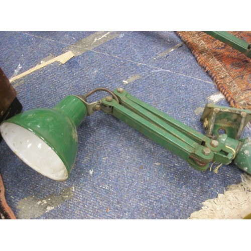 48 - A vintage concertina-mount engineer's lamp in green