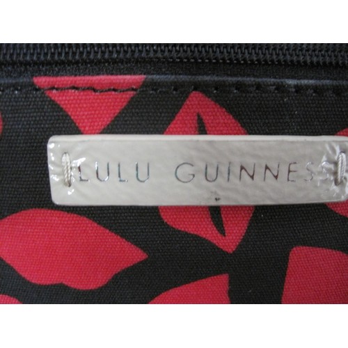 63 - Lulu Guinness Cream Leather  'Pollyanna' handbag with iconic lipstick print lining.  Unused and with... 