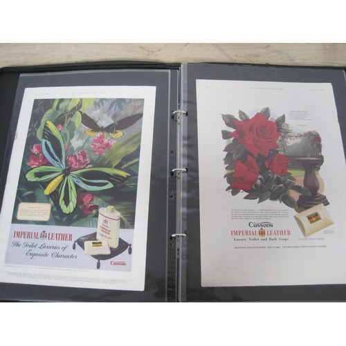 8 - Two black folders containing vintage A4 Advertising Prints (suitable for framing)