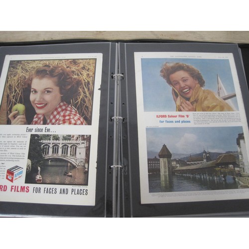 8 - Two black folders containing vintage A4 Advertising Prints (suitable for framing)