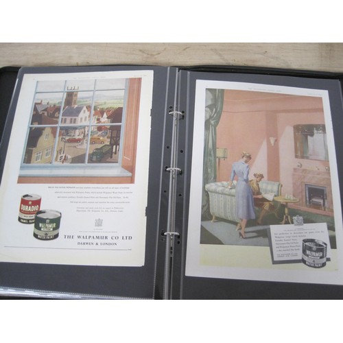 8 - Two black folders containing vintage A4 Advertising Prints (suitable for framing)