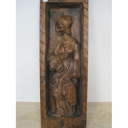 38 - Heavily Carved Panel depicting Lady 66x23cm