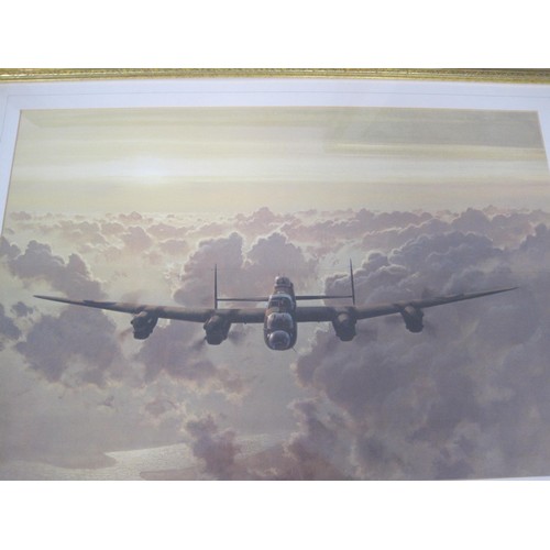 25 - Three framed and glazed prints - 'Monarch of the Glen', Lancaster Bomber 83x63cm and an F&G Certific... 