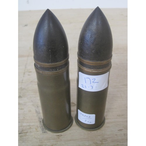 172 - A pair of complete WW1 inert French artillery shells.  Both stamped to the base 37-85 PDPs 365.1.17 ... 