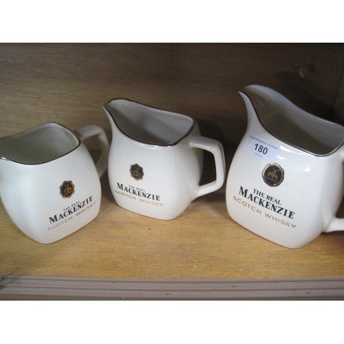 180 - Three Wade PDM The Real Mackenzie Scotch Whisky advertising water jugs - a larger (14cm), and two sm... 