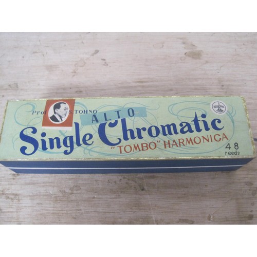 158 - Prof. S. Tohno Single Chromatic Alto harmonica with original box. Instrument and box appear in very ... 