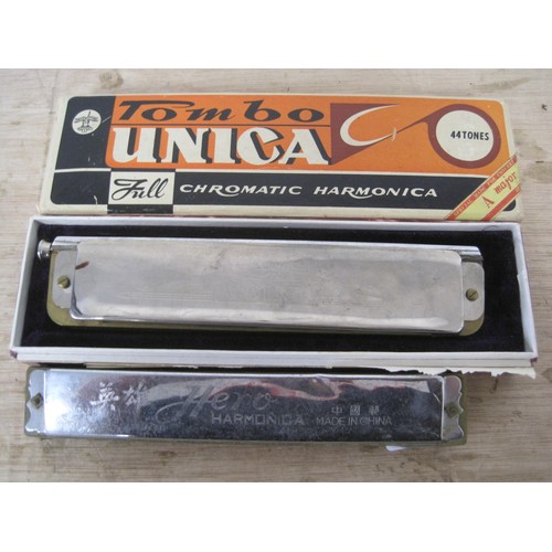 157 - Tombo Unica full chromatic harmonica, with original box which is labelled Special made for concert A... 