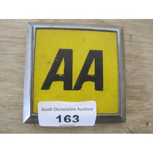 163 - A 1970s Automobile Association metal car badge 73mm x 73mm