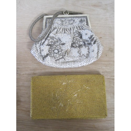 156 - Four ladies clutch bags, probably circa 1960s-70s.  Includes one with grey beadwork and labelled Thr... 