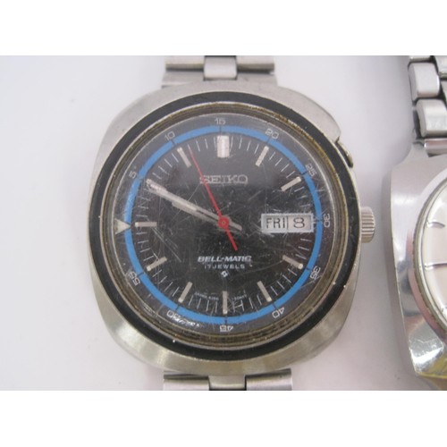 159 - Three Seiko gents wristwatches a/f - (1) A Bell-Matic 4006-6021 (does not adjust or run, requires at... 