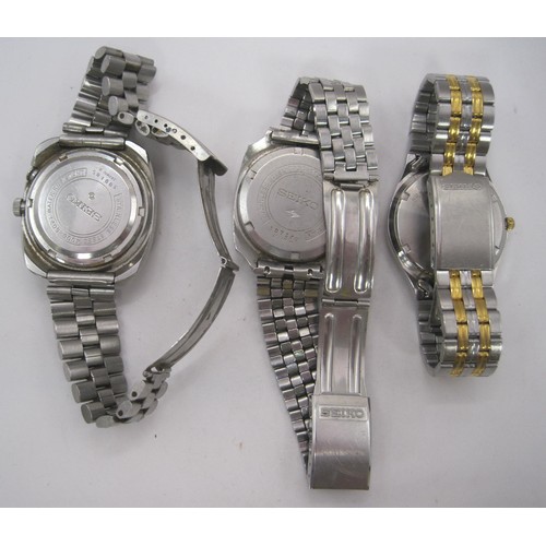 159 - Three Seiko gents wristwatches a/f - (1) A Bell-Matic 4006-6021 (does not adjust or run, requires at... 