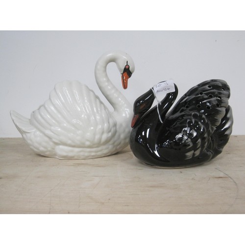 13 - Two vintage mid-century Swan Posy Vases