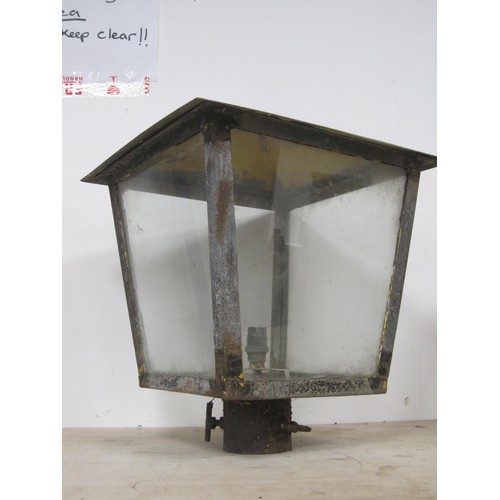 49 - Large 4-sided glass and metal street lantern light