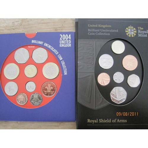 264 - 2004 and Royal Shield of Arms, Royal Mint Cased Proof Coin Sets