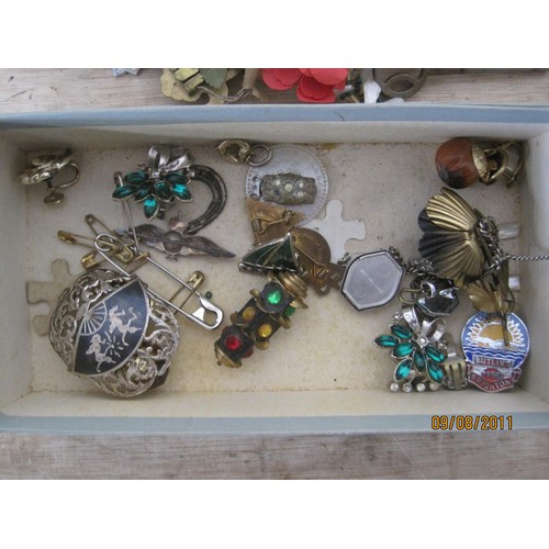 58 - A small box of costume jewellery including various silver items including Indian and a small damaged... 