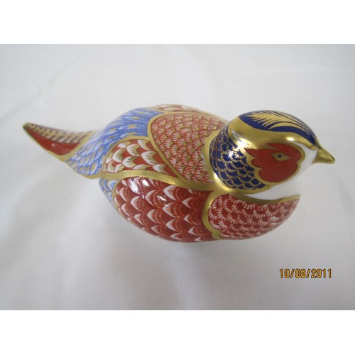 62 - Boxed Royal Crown Derby 'Pheasant' Silver Stopper, Retired 1998