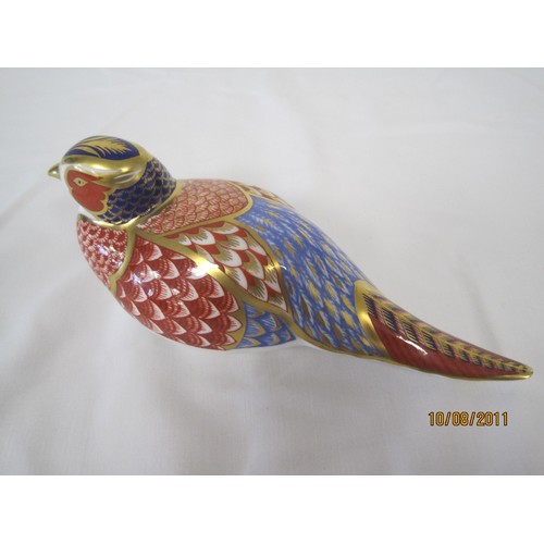 62 - Boxed Royal Crown Derby 'Pheasant' Silver Stopper, Retired 1998