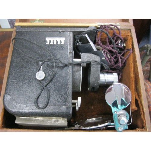 10 - Wooden box containing electrical items inc. 35mm splicer