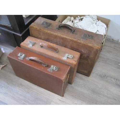 41 - 3 leather suitcases