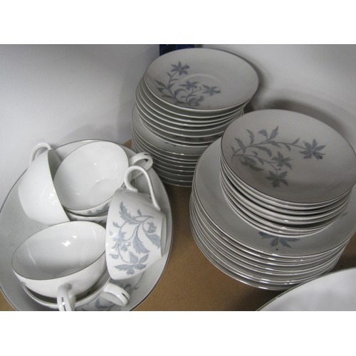 143 - Mitake I.M.C. Japanese porcelain eight-setting tea and dining ware, white with grey floral sprays - ... 