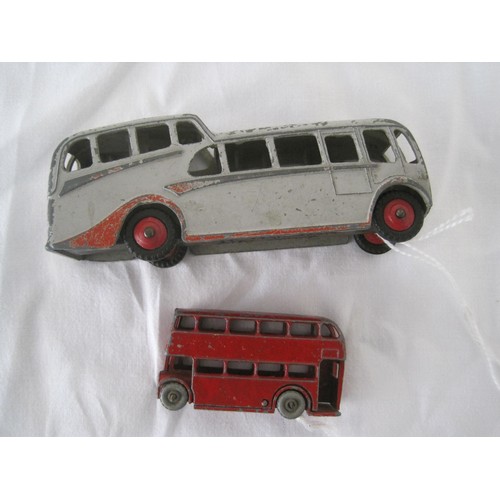 56 - A mixed lot box of Die cast buses unboxed to include dinky toys etc