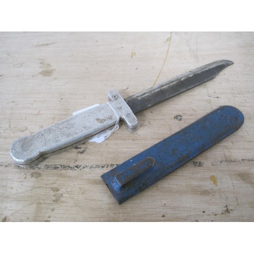 31 - A WW1 trench made fighting knife with single edged blade 15cms in length with an aluminium handle an... 