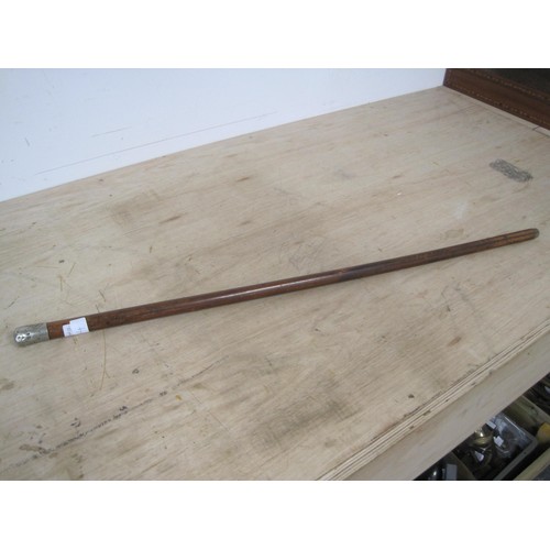 44 - A Victorian Royal Scots Fusliers malacca walking cane with white metal top (not silver). Overall len... 