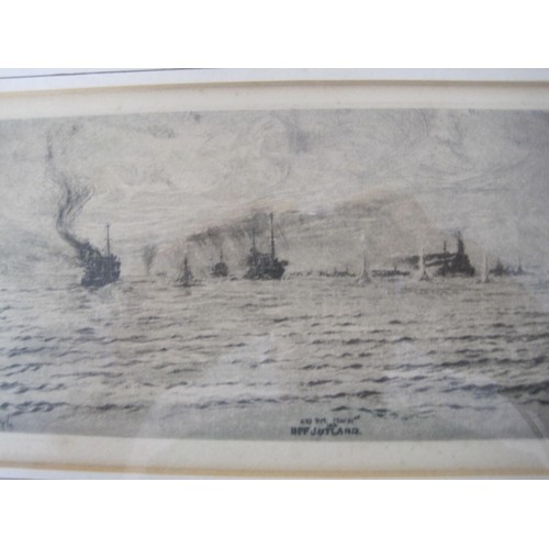 4 - WW1 Jutland Interest - An etching entitled '6:21pm, 31st May 1916 Off Jutland' in the style of Wylli... 