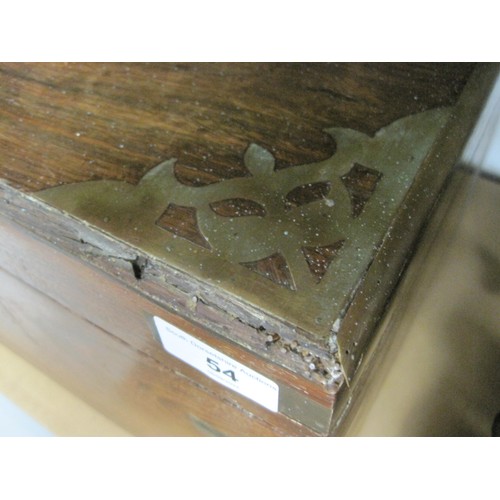 54 - Large Wooden Chest of some age, with fitted interior and a removable tray, length 22in, depth 13.5in... 