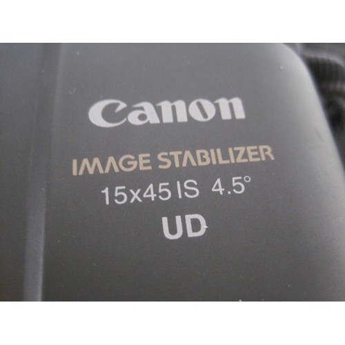 171 - A pair of Canon Image Stabilizer Binoculars 15 x 45 IS 4.5 deg UD, in very good cosmetic order, will... 