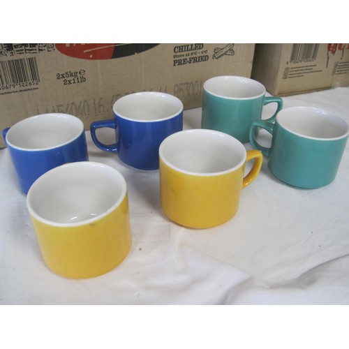 182 - Two boxes of unused cups in various bright colours