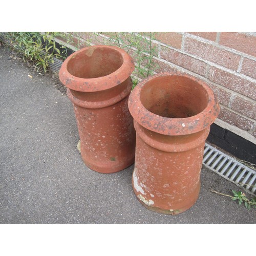 57 - two Vintage Chimney Pots {approx 9in tall} ideal planters.