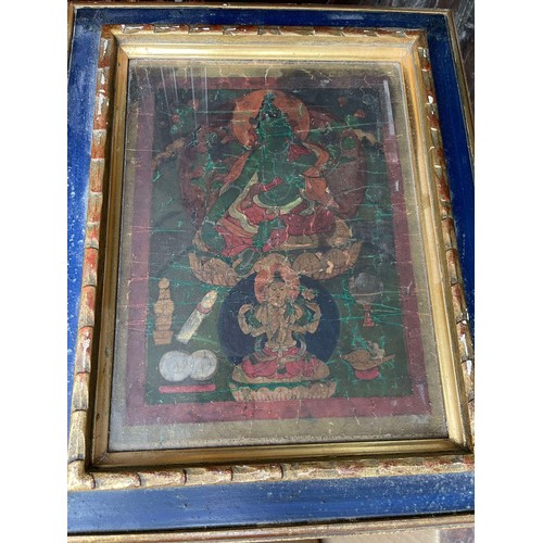 2 - A 17th Century Hindu devotional Murti on cloth, framed and glazed, in good order