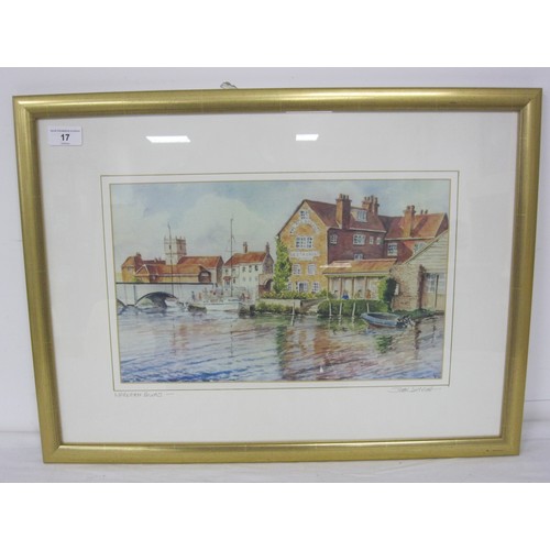 17 - Two framed and glazed colour prints of Wareham Quay. (1) After John Dimech, signed and titled to the... 