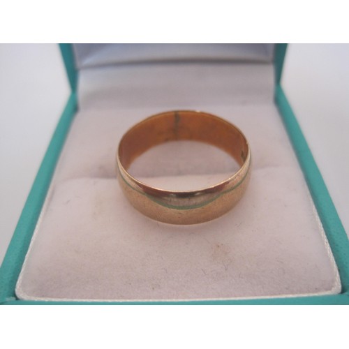 212 - 9 carat rose gold wedding ring, British hallmarks, 2.9g approx, ring size N, width of band estimated... 