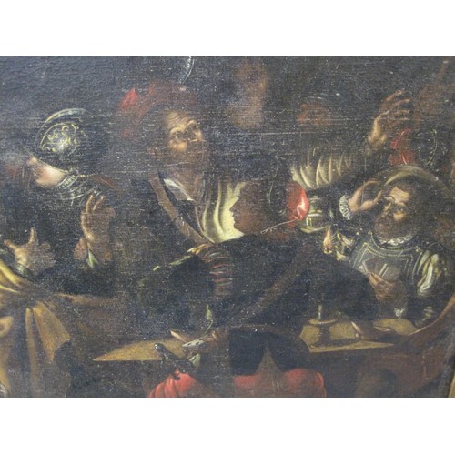 4 - A large oil on canvas of 'The Denial of St Peter' from the school of Gerard Seghers presented in a g... 