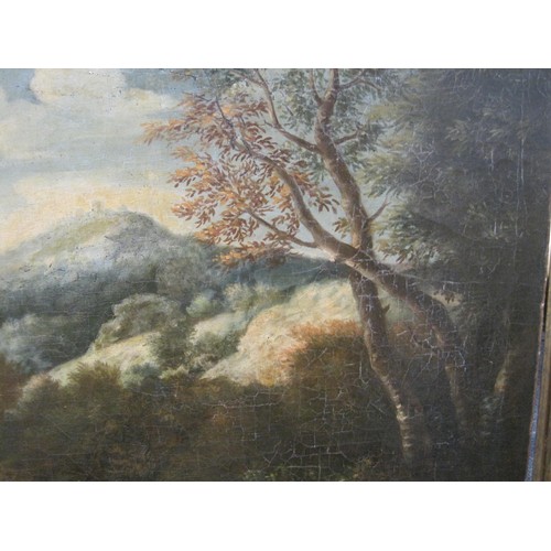 5 - An oil on canvas in gilt frame of an Arcadian landscape, from a follower of Jan Frans van Bloeman, t... 