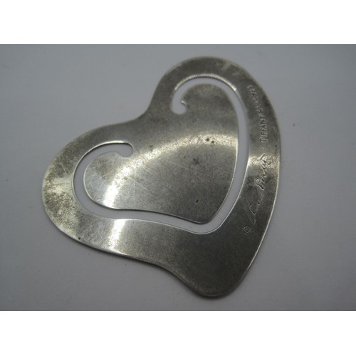 215 - Tiffany Elsa Peretti silver heart-shape paperclip, about 45mm x 55mm, 6.8g. Stamped Tiffany & Co 925... 