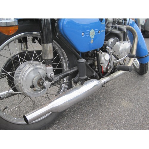 2 - A 1962 AJS Model 31 650cc Twin Motorcycle, blue, restored and in full running order, was ridden to o... 