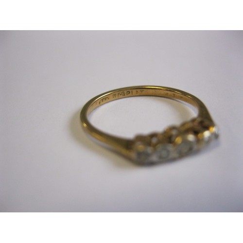 144 - Boxed 18ct Gold and Platinum set, 5-stone Diamond Ring c1900,, Size L