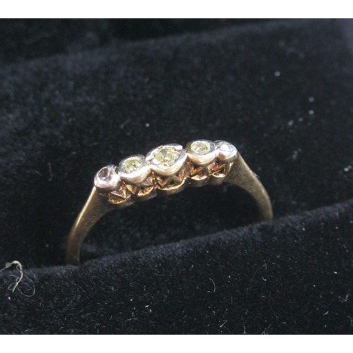 144 - Boxed 18ct Gold and Platinum set, 5-stone Diamond Ring c1900,, Size L