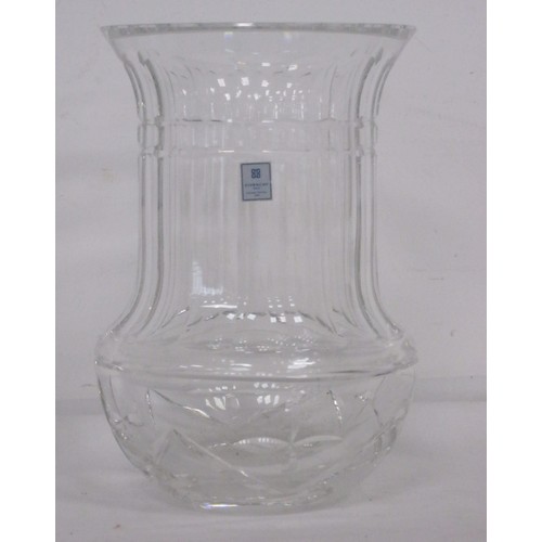 55 - Givenchy Kagami crystal vase, height 19.3cm, faceted neck with bulbous base. A/f several scratches t... 