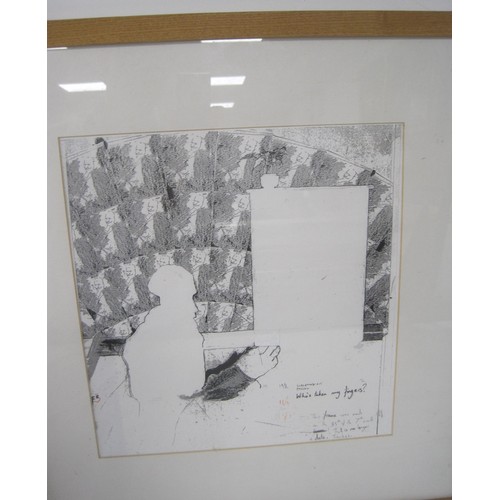 47 - A pair of contemporary prints in black and white, framed and glazed, unsigned.